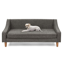 Durable Elevated Dog Sofa Bed,Pet sofa with modern irregular armrest design,Comfortable soft dog sofa-Dark Gray