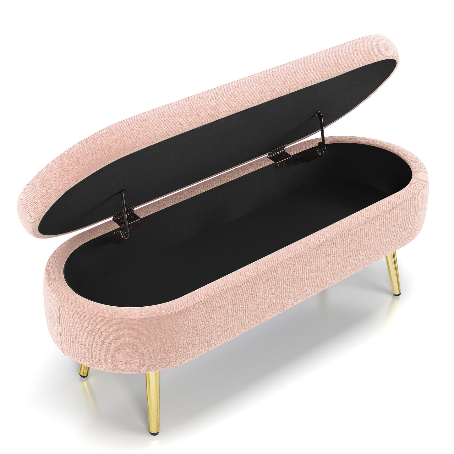 Ottoman Oval Storage Bench, Flannel with Metal Legs-Pink(43.5"x16"x16") image 10