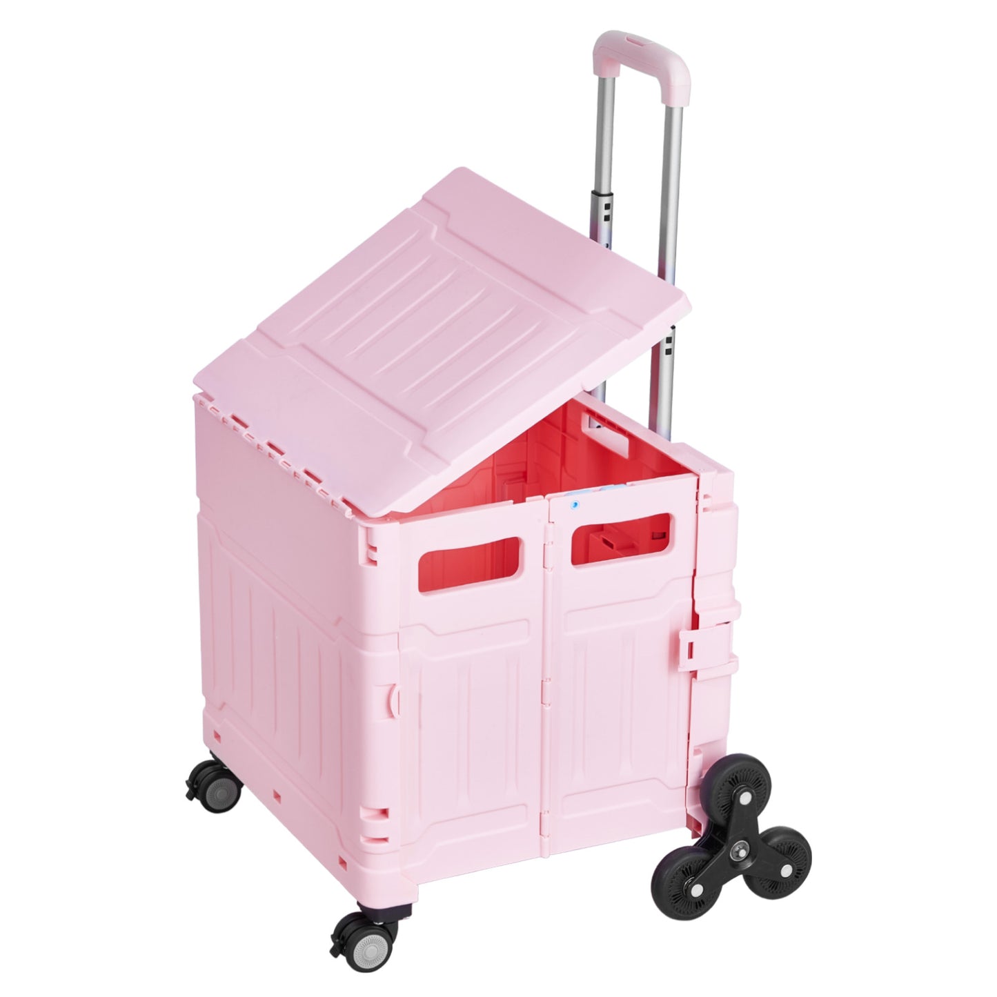 Foldable Cart with Stair Climbing Wheels Collapsible Rolling Crate 65L image 5