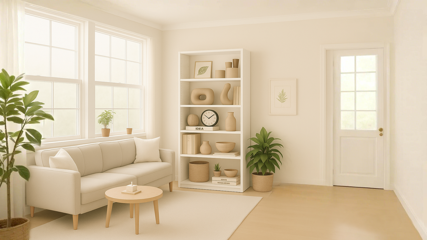 5-Tier Bookshelves Storage Cabinet White image 3