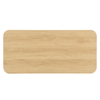 Modern Mid-Century Coffee Table with Storage: Natural Wood Finish, 4 Open Shelves & 2 Doors, For Living Room, Entertainment Center, Home Theater image 11