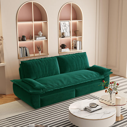73.2" Queen Pull Out Sofa Bed,3-in-1 Convertible Sleeper Sofa,Multi-Functional Velvet Loveseat Bed,Green(New Sku:W1885S00198/W1885S00231) image 3