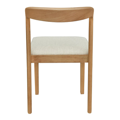 Solid Rubber Wood Dining Chairs(Natural Oak+Beige)Set of 2 image 8