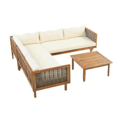 SECTIONAL SEATING GROUP WITH WATERPROOF CUSHIONS - PREMIUM OUTDOOR SOFA SET(BEIGE CUSHION) image 7