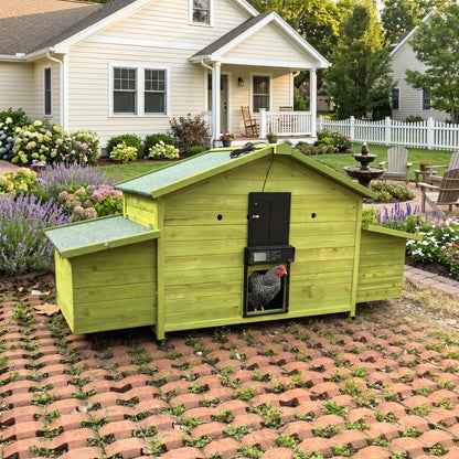 70" Automatic Chicken Coop with Solar-Powered Door, Weatherproof Design, Ventilated, with 2 Nesting Boxes, Timer & Light Sensor – Outdoor Chicken House with Pull-Out Tray and a remote. image 7