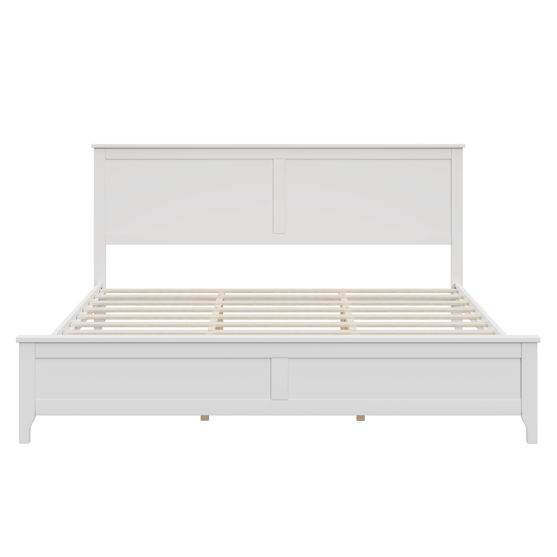 Modern Solid Wood King Size Platform Bed with Sturdy Wooden Slats Support,No Box Spring Needed, White(Old SKU:N701P300990K) image 6