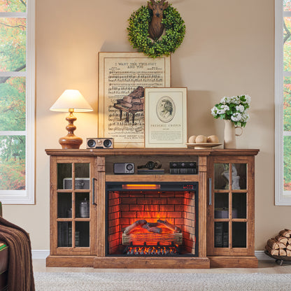 65" Fireplace TV Stand for TVs up to 75",with 28" Electric Fireplace and LED Light image 2