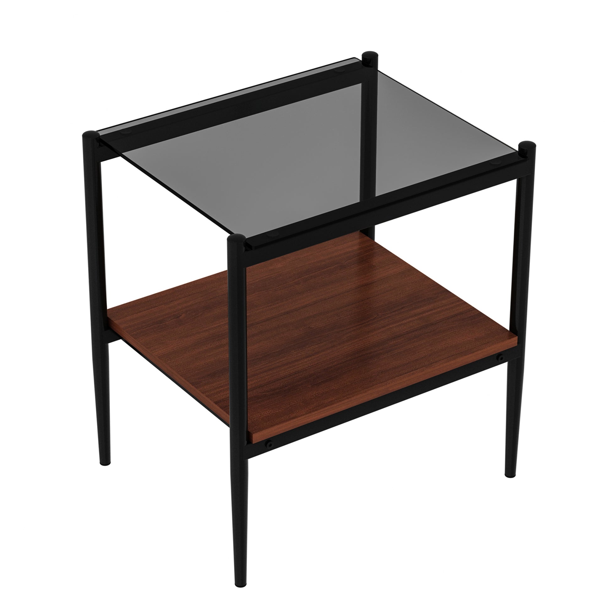 Set of 2 Rectangle End Table, Tempered Glass Tabletop with MDF layer, Modern Table for Living Room, Gray Glass image 10