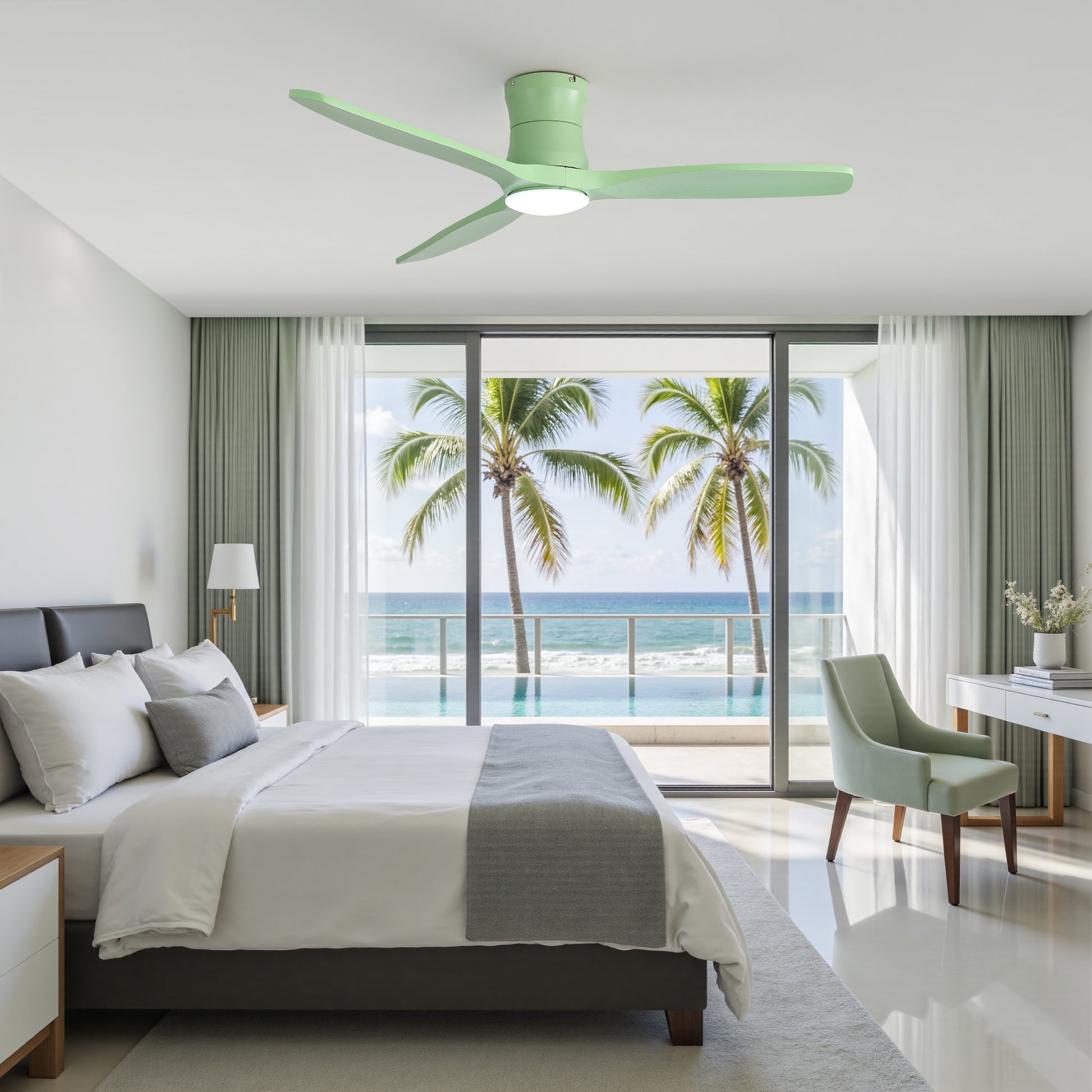 52-inch ceiling fan with light, solid wood blades, Dimmable Light with Memory Function, DC motor, Quiet operation image 3