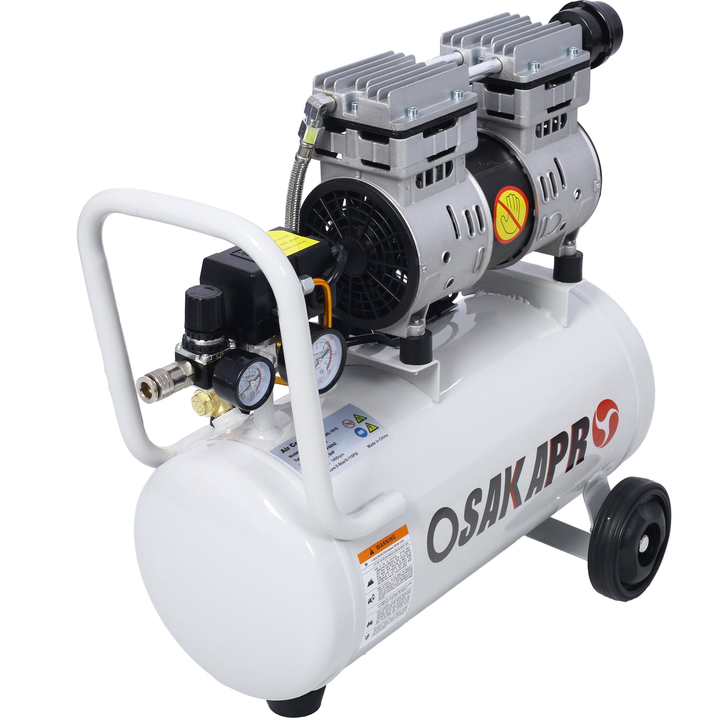 1.5HP Silent Oil-Free Air Compressor 8 Gallon, Oil-Free, Electric Shop Air Compressor Portable,Lightweight with Wheels, 70 dBA Noise Level, with Automatic Drain Valve,Light Gray image 4