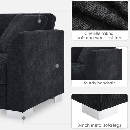 [NEW SKU of N723S6037B]96" Modern Cloud Sectional Sofa, L-shaped Luxury Couch Set with 2 Free pillows, 4-seat Chenille Indoor Furniture with Oversized Chaise for Living Room, Apartment, Office image 10