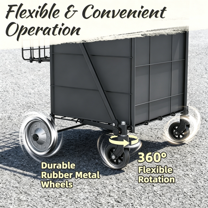 Shopping Cart Grocery Cart on Wheels - Waterproof Bag Included, 10-min Assembly Utility Wagon, Lightweight Shopping Cart with 360° Swivel Wheels for Grocery, Apartments, Laundry, Max Load 100 lbs image 3