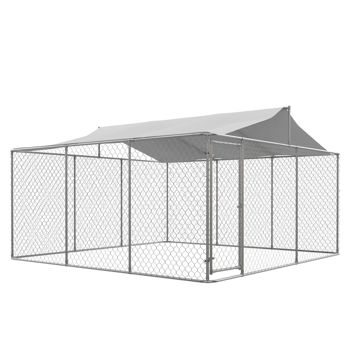 Heavy Duty Outdoor Dog Kennel 14.8x14.8x7.6 ft, Galvanized Chain Link Playpen with Waterproof Anti-UV Cover, Secure Lock, Large Exercise Pen for Puppy & Pets image 9
