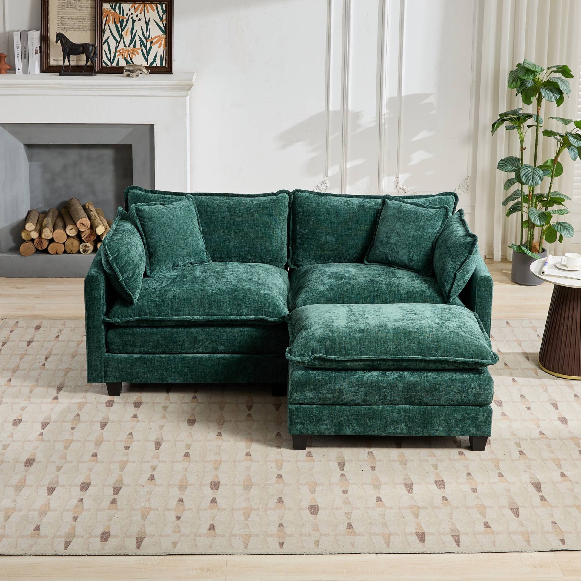 Cloud Sofa LoveSeat (Ottoman is not included), Modern Sectional Couch, for Living Room Bedroom and Apartment, Comfy Double Layer Upholstered Seat Cushion, Breathable Chenille Fabric, Green,SW5012GN image 7