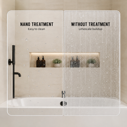 56-60" W x 57" H Framed Double Sliding Bathtub Door, 1/4" (6mm) Clear Tempered Glass with Safety Film and Nano Coating, Waterproof Seals, Matte Black image 7