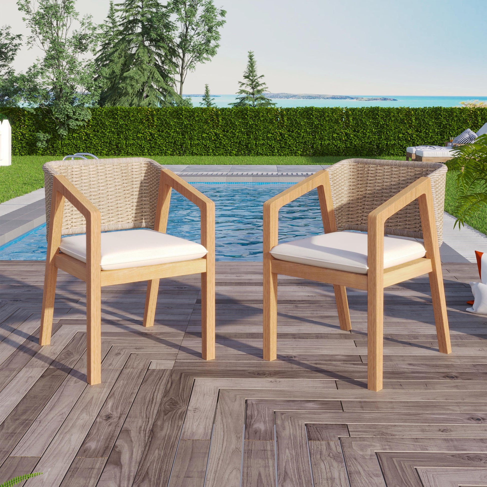 Dining Chair set of 2 - front view with detachable cushion