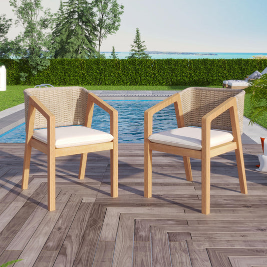 Dining Chair set of 2 - front view with detachable cushion