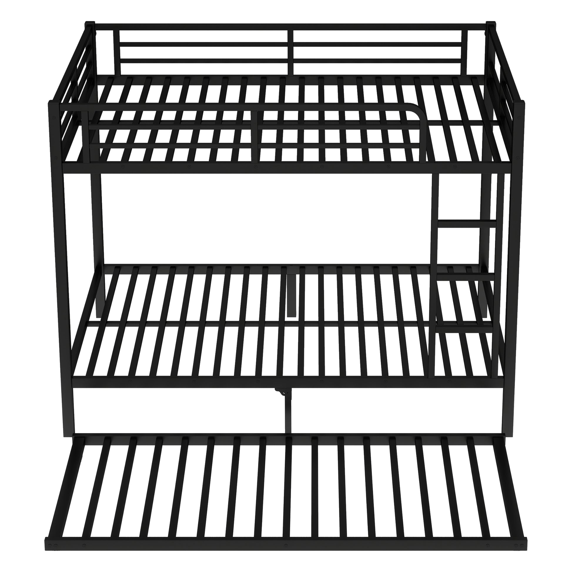 Full over Full Metal Bunk Bed with Twin Size Trundle, Black image 10