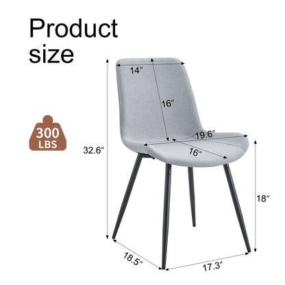 Comfortable Linen-Cotton Dining Chair Set - Six Pieces in Light Gray.Integrated Seat and Backrest,Linen-Cotton Material,Curved Widened Cushion Design For More Comfort. image 2