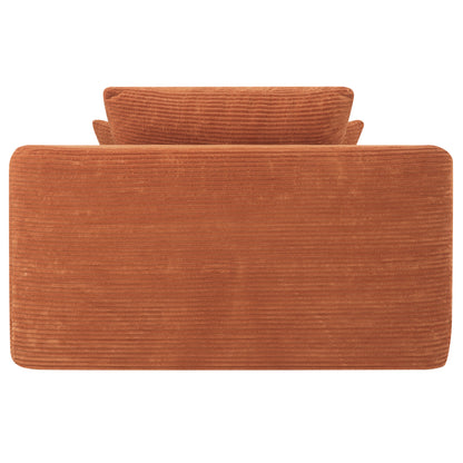 NEW Convertible Chaise Lounge Chair Corduroy with Wide Armrest & Throw Pillows, Cozy Boneless Sleeper Sofa Bed Armchair, with cup holder,for Living Room, Bedroom, No Assembly Required,Orange image 8