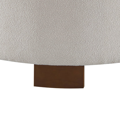 Round Storage Ottoman with Reversible Lid - Boucle Fabric Upholstered Footstool, Hidden Storage Compartment, Wooden Legs, Dual-Purpose Seat & Side Table for Living Room, Bedroom - BEIGE image 5