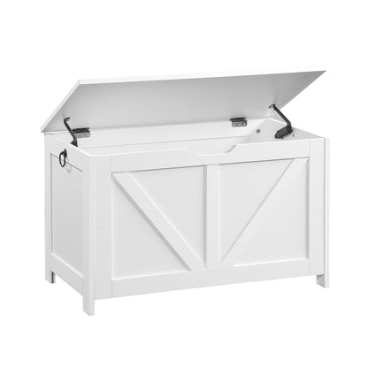 Storage Chest,Storage Bench,Retro Toy Box Organizer,Entryway Storage Bench with 2 Hinges,Easy Assembly,White image 4