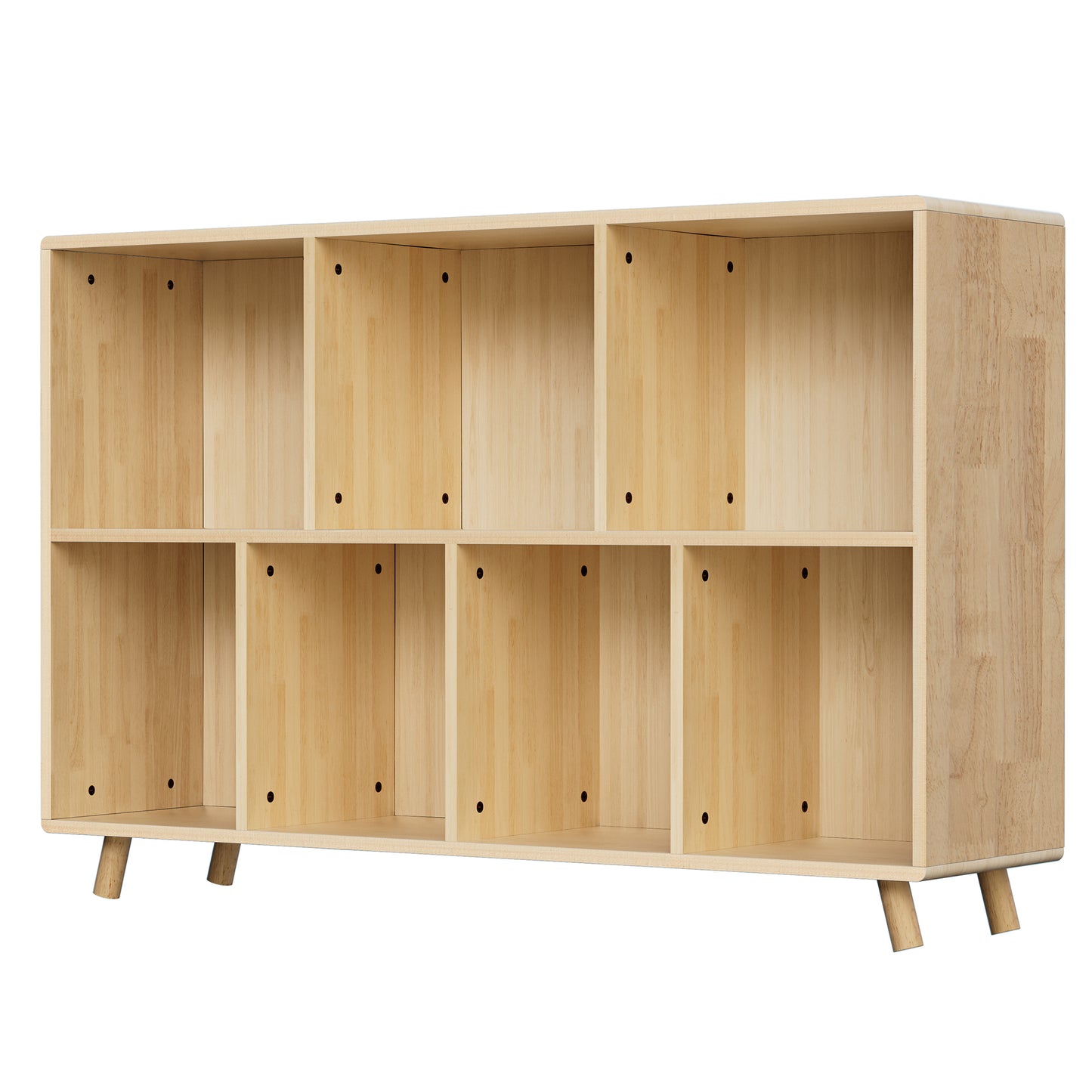 Wooden Bookshelf, 2-Tier Bookcase, 7 Cube Storage Organizer, Open Book Shelf with Legs for Home Office, Living Room, Study image 4