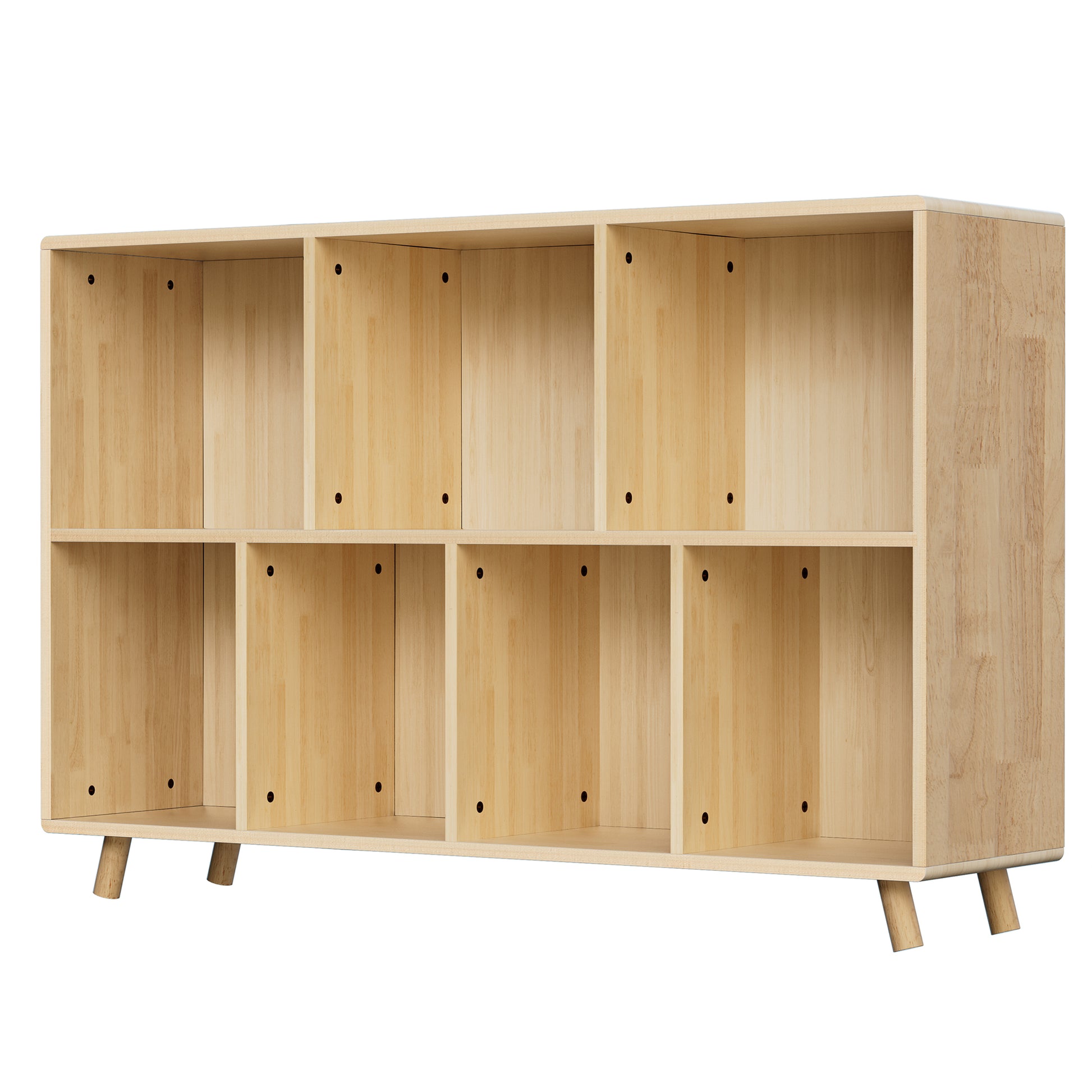 Wooden Bookshelf, 2-Tier Bookcase, 7 Cube Storage Organizer, Open Book Shelf with Legs for Home Office, Living Room, Study image 4