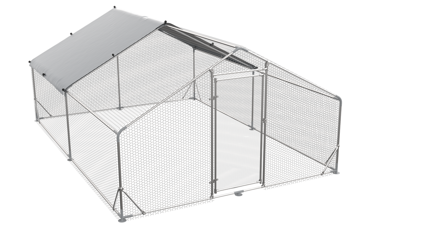 Large Metal Chicken Coop Walk-in Poultry Cage Hen Run House Rabbits Habitat Cage Spire Shaped Coop with Waterproof and Anti-Ultraviolet Cover (13.1' L x 9.8' W x 6.4' H) image 6