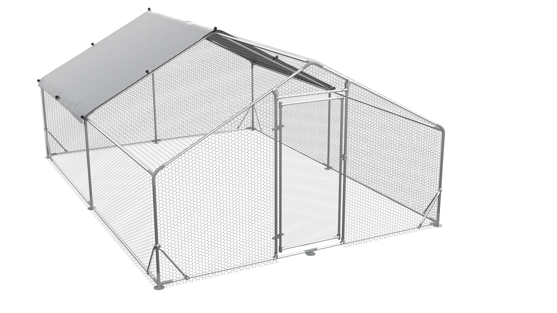 Large Metal Chicken Coop Walk-in Poultry Cage Hen Run House Rabbits Habitat Cage Spire Shaped Coop with Waterproof and Anti-Ultraviolet Cover (13.1' L x 9.8' W x 6.4' H) image 6