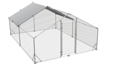 Large Metal Chicken Coop Walk-in Poultry Cage Hen Run House Rabbits Habitat Cage Spire Shaped Coop with Waterproof and Anti-Ultraviolet Cover (13.1' L x 9.8' W x 6.4' H) image 6