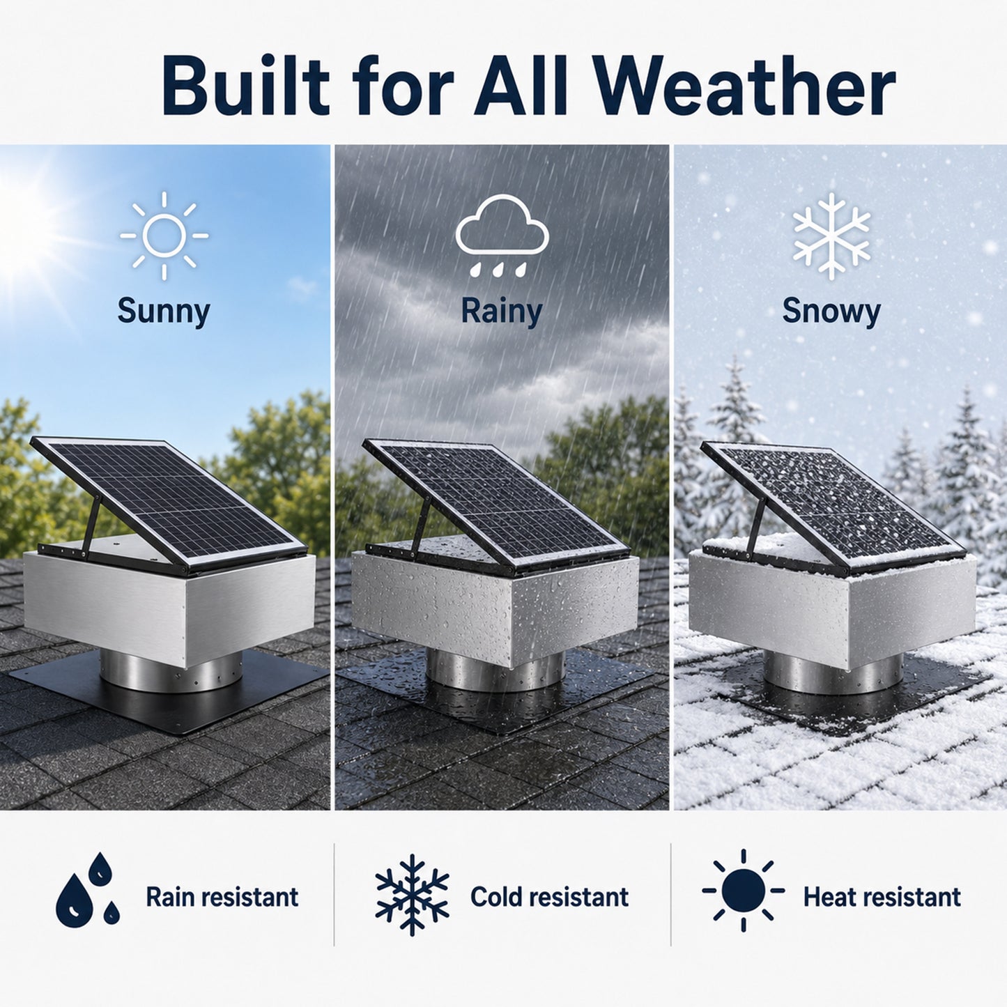 12" Stainless Steel Solar Roof Vent Fan,40W Tilt Adjustable Solar Panel,Dual Power 3-Speed Remote Attic Fan,1200 CFM,MPPT Controller Solar Ventilator for Attic,Garage,Greenhouse,Warehouse image 4