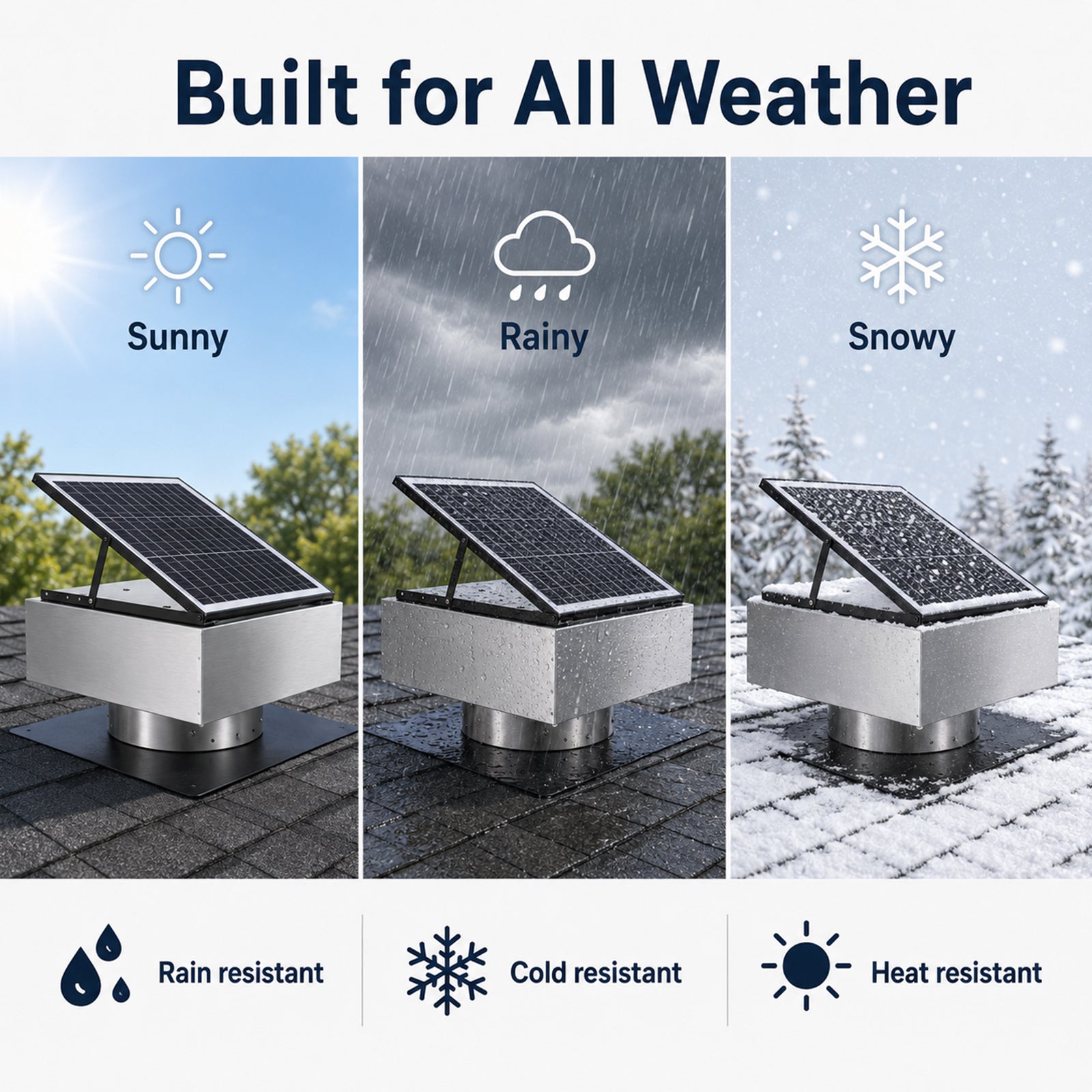 12" Stainless Steel Solar Roof Vent Fan,40W Tilt Adjustable Solar Panel,Dual Power 3-Speed Remote Attic Fan,1200 CFM,MPPT Controller Solar Ventilator for Attic,Garage,Greenhouse,Warehouse image 4