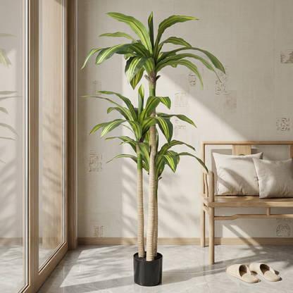 5' Artificial Dracaena Tree with Black Plastic Pot, 1pc/set image 2