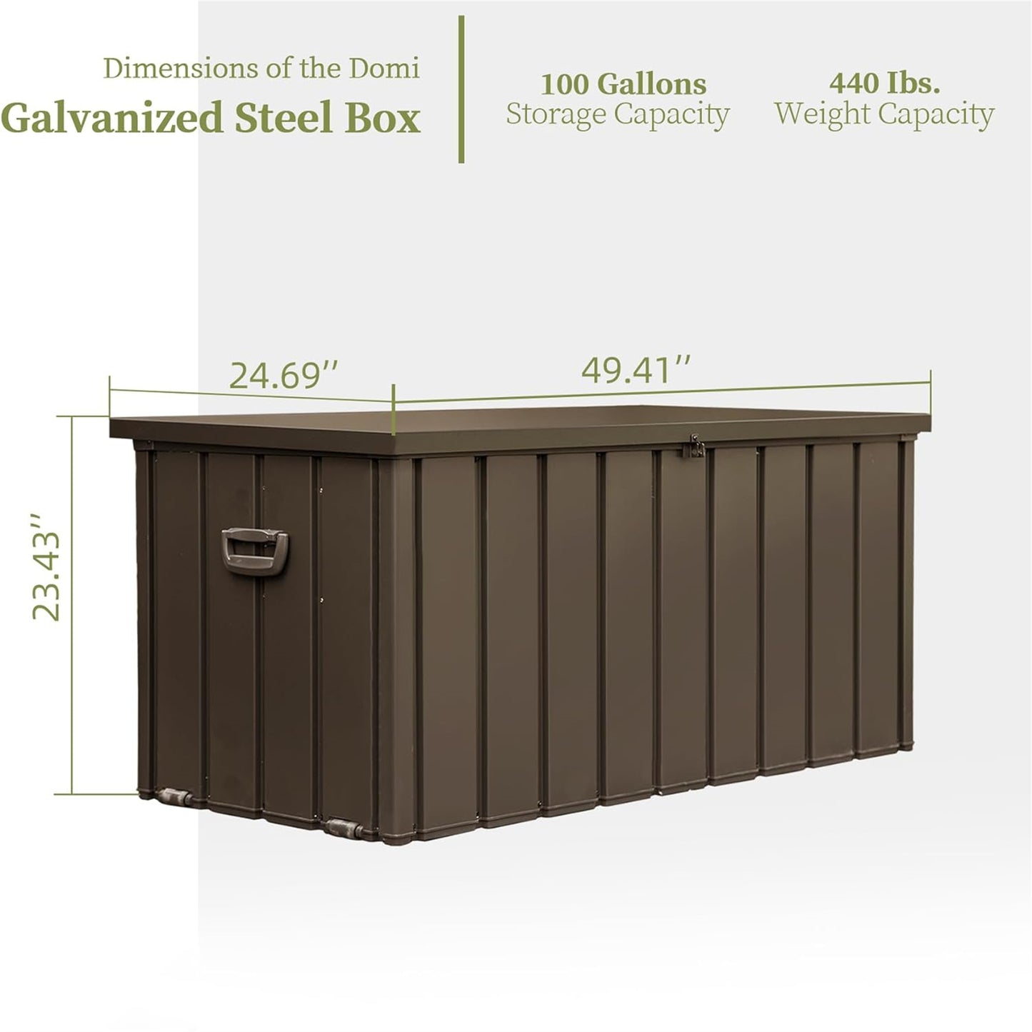 100 Gallon Outdoor Storage Deck Box Waterproof, Large Patio Storage Bin for Outside Cushions, Throw Pillows, Garden Tools, Lockable (Dark Brown) image 6