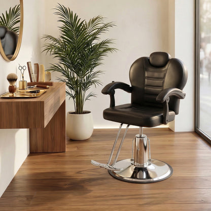 90°-150° Reclining Barber Chairs for Barbershop, Heavy Duty Hydraulic Pump 360°Swivel Salon Chair for Hair Stylist -Black image 1