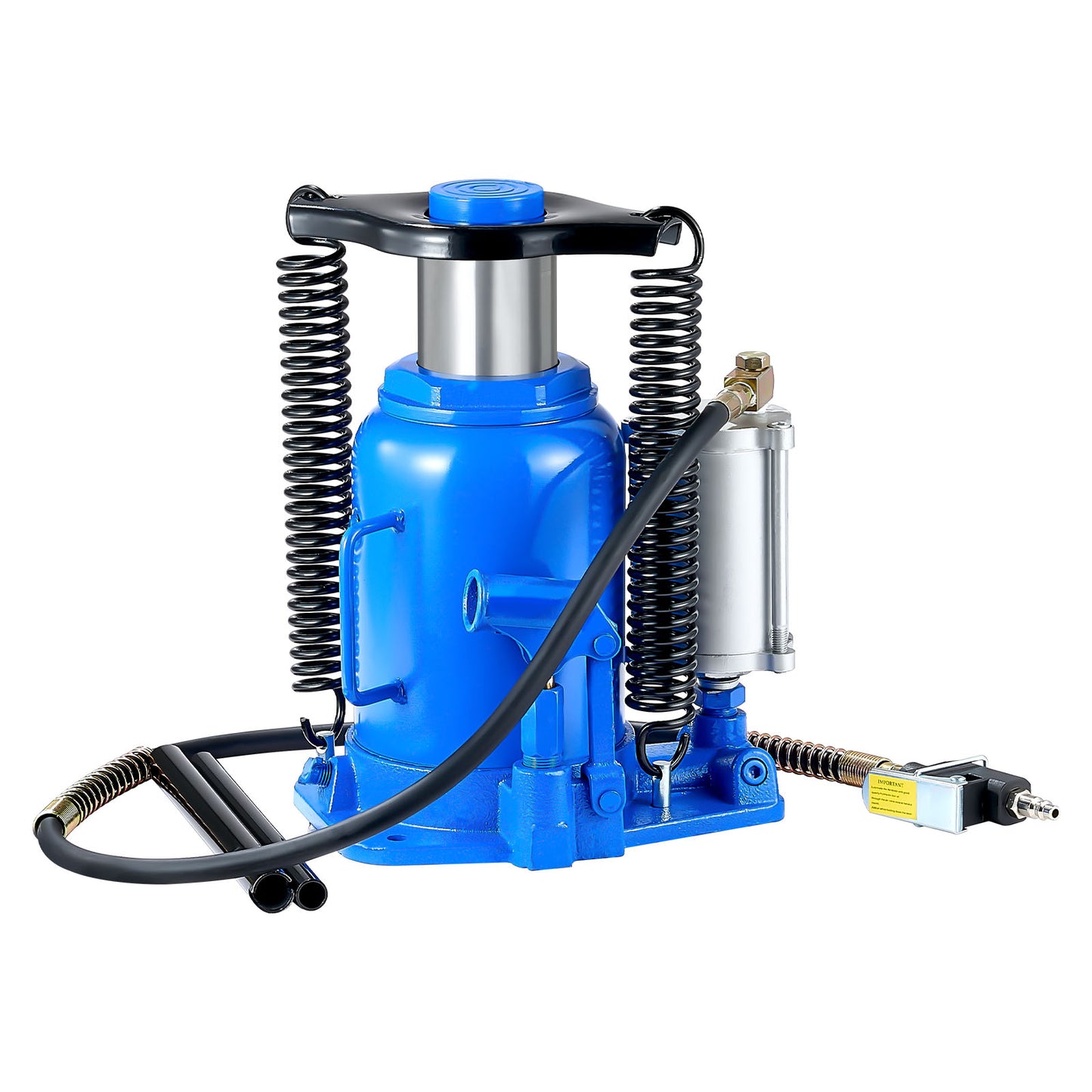Air Hydraulic Bottle Jack, 32 Ton (70546.9 lbs) Capacity, 10-16.3 Inch Lifting Range, Pneumatic/Manual Heavy Duty Welded Bottle Jack with Pump for Car, SUV, Pickup, Truck, RV, Auto Repair, Blue image 6