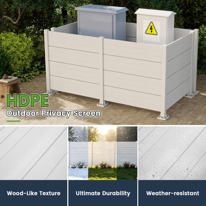 50" W x 49" H Outdoor Privacy Screen, Air Conditioner Fence, All-Weather Vinyl Privacy Fence Screens with Aluminum Posts, 3 Panels, White image 10