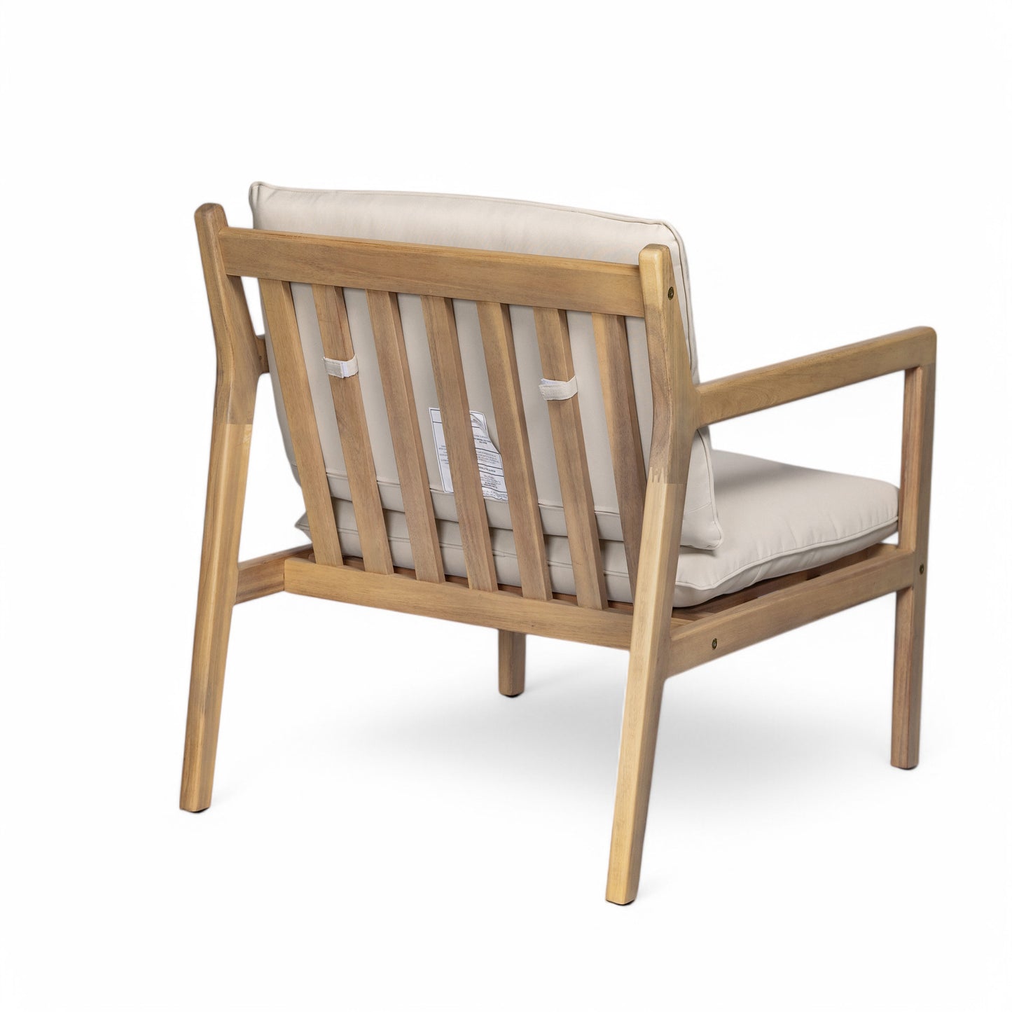 Outdoor Acacia Wood Armchair, Set of 2, Patio Club Chair with Cushions, Light Teak image 12