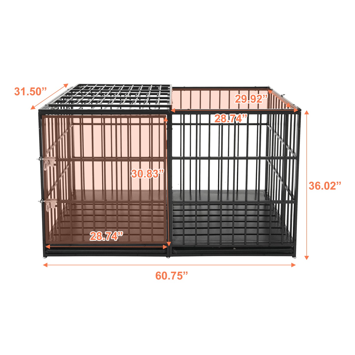 61" Extra Large Heavy Duty Dog Crate Dog cage Strong Metal Dog Kennels and Pens Crates for Large Dogs image 2