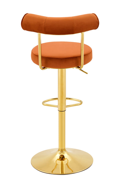 Soft Velvet Upholstered Swivel Adjustable Bar Chair with electroplated gold legs - Dining Room Living Room Bar Cafe Reception Desk Bar Stool(Rusty Orange, Set of 2) image 12