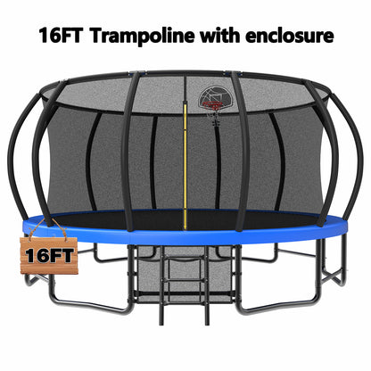 16FT Outdoor Trampoline for Kids and Adults, Pumpkin Trampolines with Curved Poles,Heavy Duty Trampoline Anti-Rust Coating ASTM Approval image 2