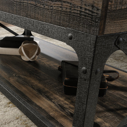 Lift-Top Coffee Table with Industrial Style, Brown finish image 8