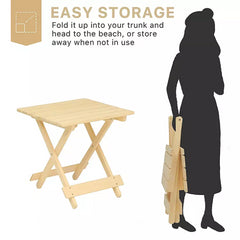 Portable Folding Square Table - Solid Wood Outdoor Patio Table
