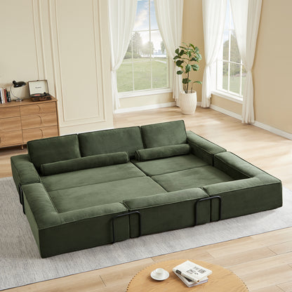 Large modern corduroy sofa can be freely combined, suitable for living room, parent-child castle, building block sofa image 10