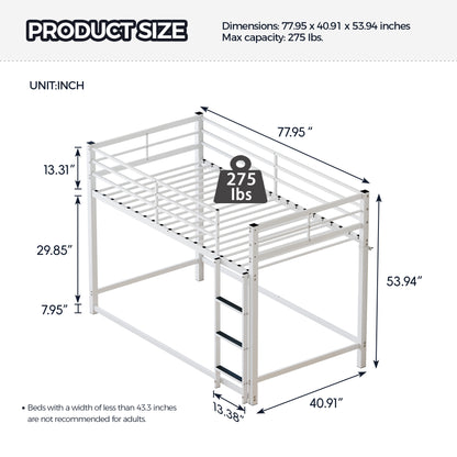 Bunk Bed with Ladder and high Guardrail Metal Bunk Bed, Storage Space, Noise Free,Twin Over Twin Size,WHITE image 2