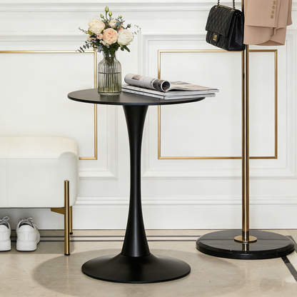 Black Round Dining Table,Modern Dining Table, Dining Table,MDF Tabletop and Iron Spray-Painted Matte Base,Oval Dining Table,Mid Century Coffee Table for Living Room 24 Inch,Home Kitchen,Small Places image 5