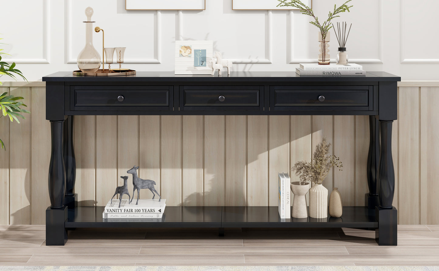 TREXM Console Table 63" Long Console Table with Drawers and Shelf for Entryway, Hallway, Living Room (Espresso, OLD SKU: WF314993AAB) image 2