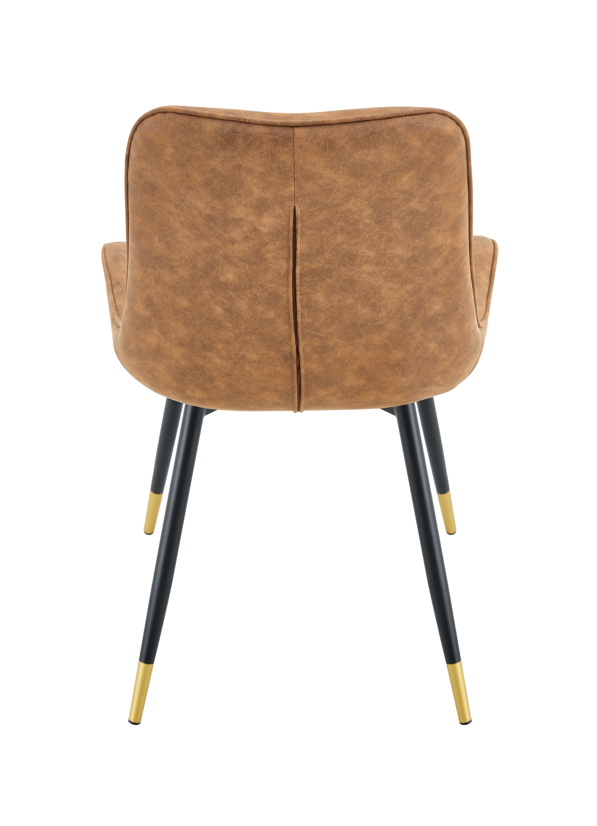 Dining Chairs Set of 4, Brown Tech Fabric Upholstered Dining Chairs with Semi-Gloss Black Metal Legs, Gold-Trimmed Adjustable Non-Slip Feet, Vertical-Stitched High Back (Brown, Set of 4) image 10