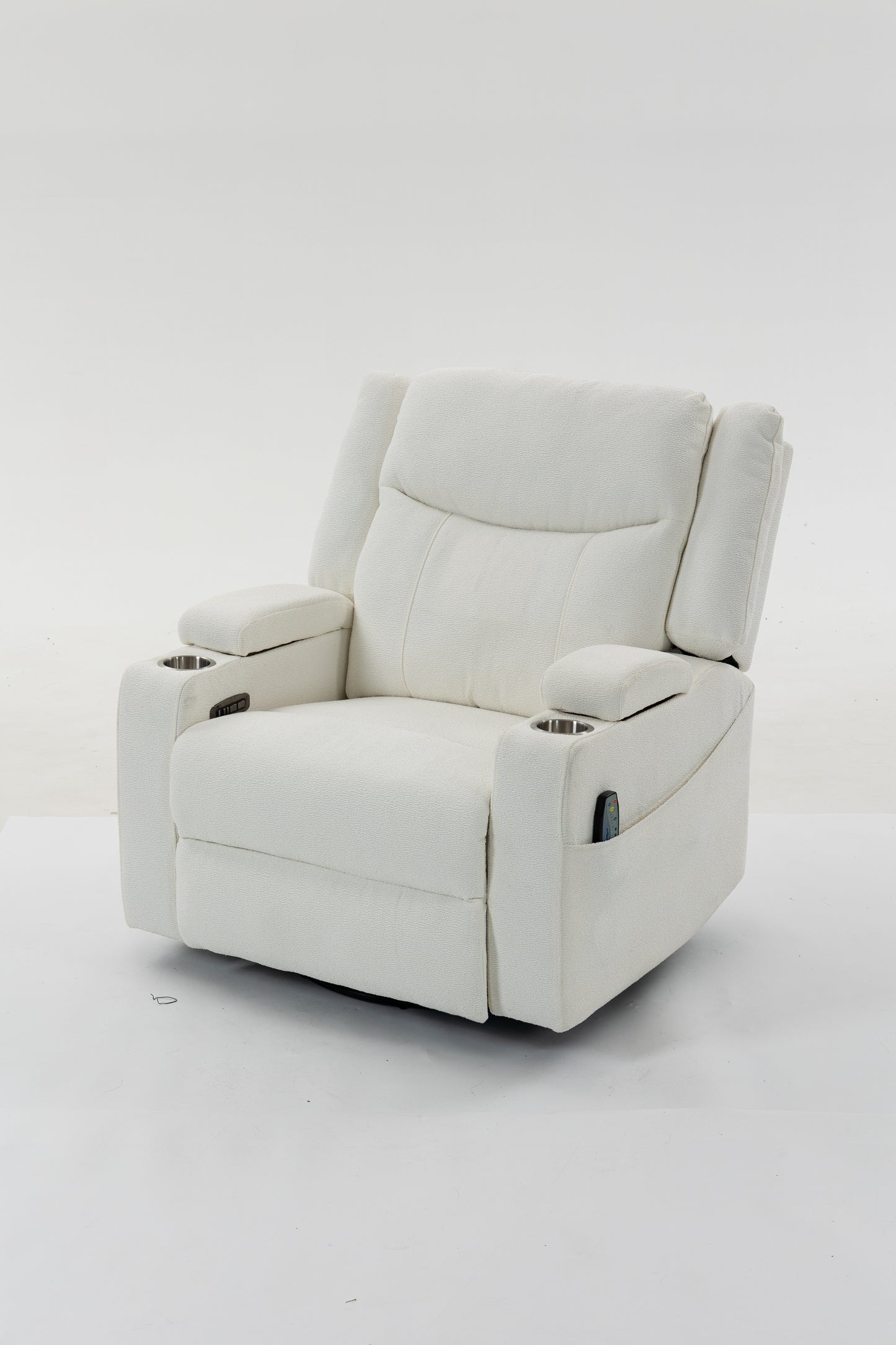 Extra Wide Power Recliner Chair 270° Swivel with Heat Massage - USB & Type C Charging Port - Velvet Swivel Reclining Chair for Living Room Bedroom Office image 11